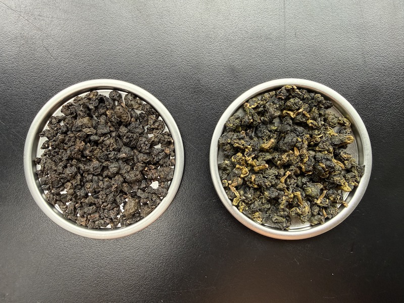 凍頂烏龍茶與阿里山高山烏龍茶乾外觀比較